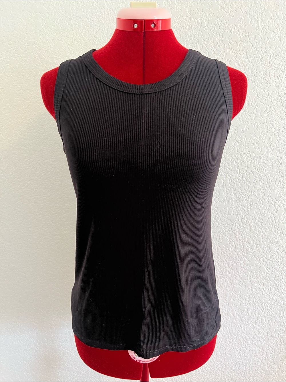 Halogen Black Ribbed Crewneck Tank Small